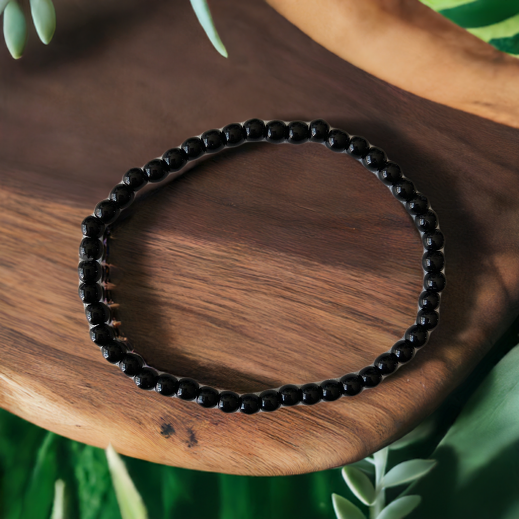 Black Obsidian Bead Bracelet