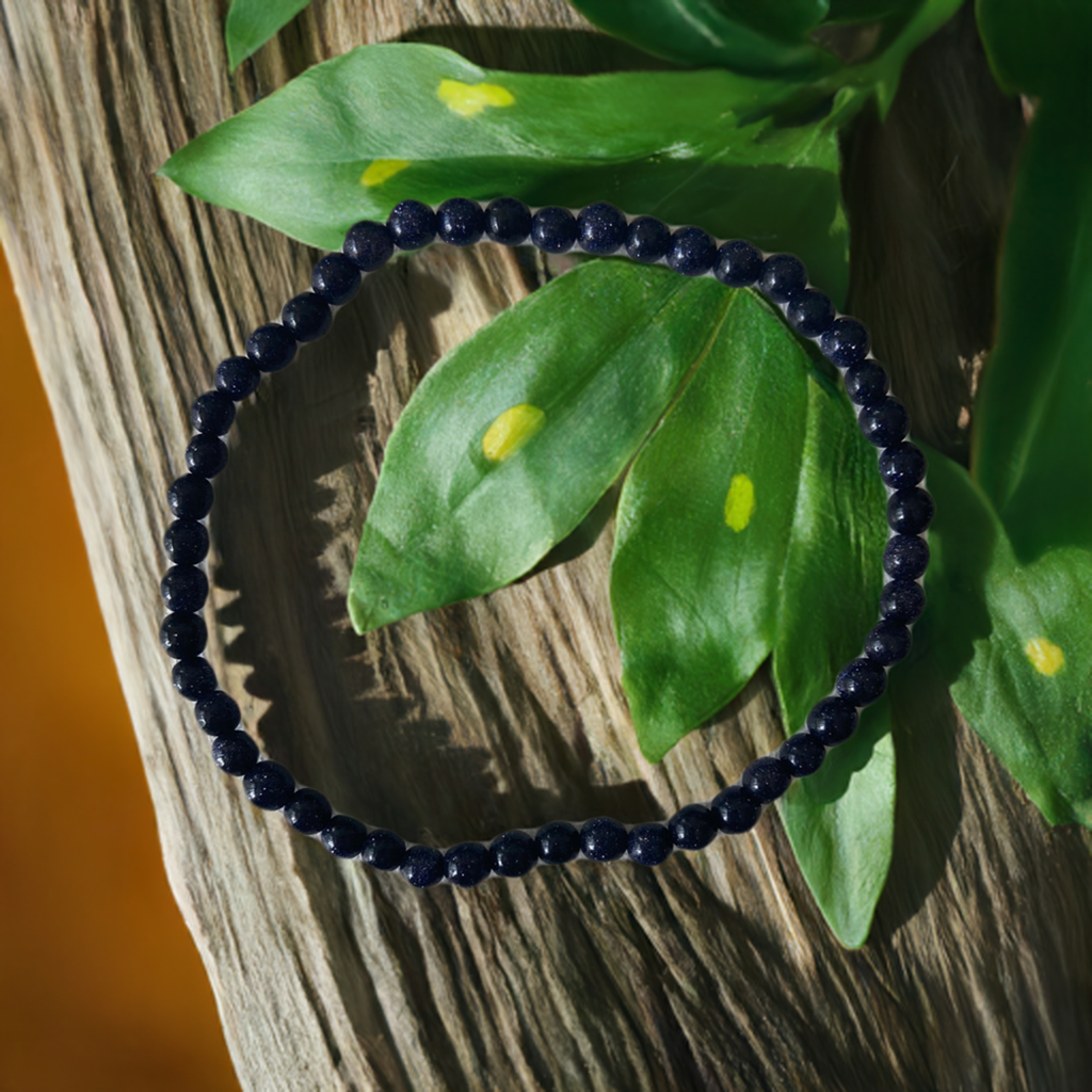 Blue Goldstone 4mm Bead Bracelet