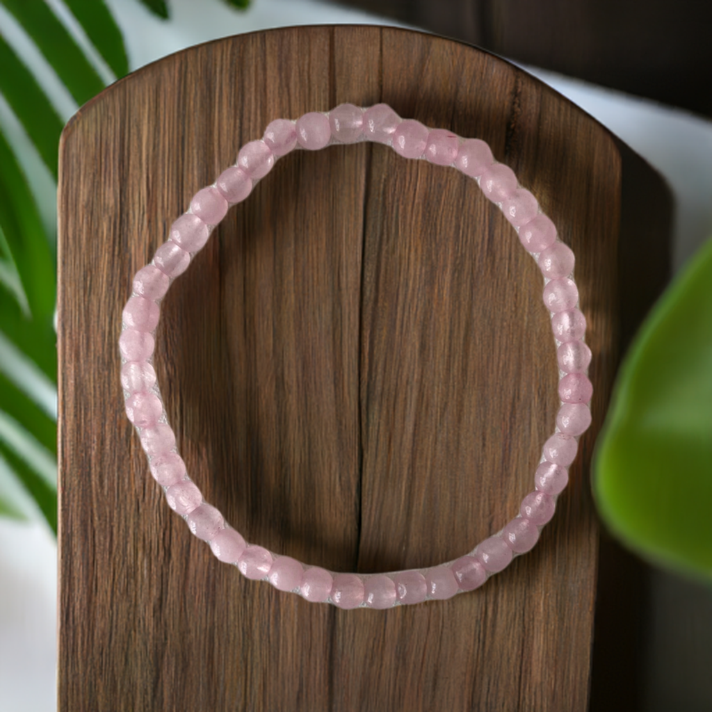 Pulsera de cuentas de cuarzo rosa