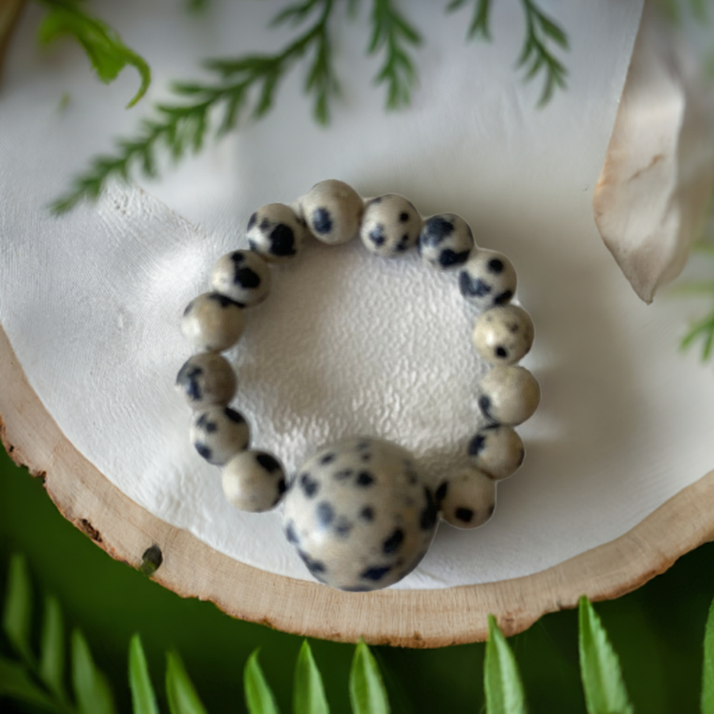 Dalmation Jasper Elastic Ring