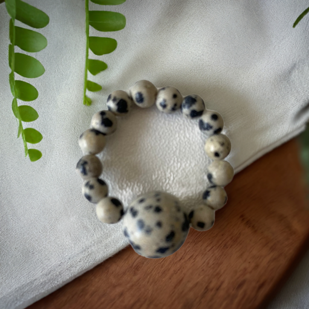 Dalmation Jasper Elastic Ring