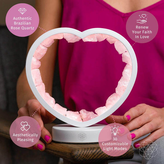 Love Magnet - Lámpara de corazón de cuarzo rosa