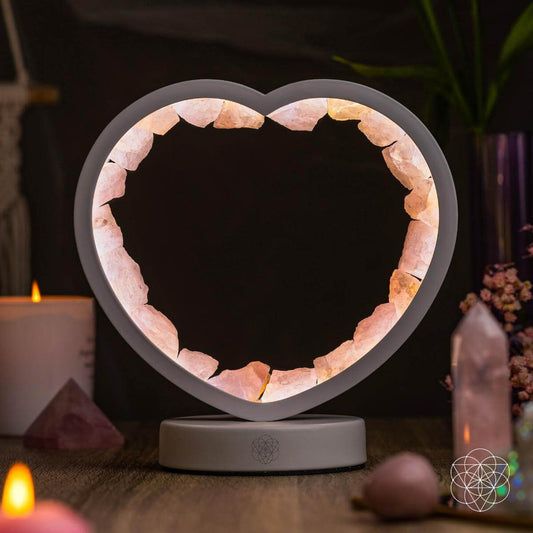 Love Magnet - Lámpara de corazón de cuarzo rosa