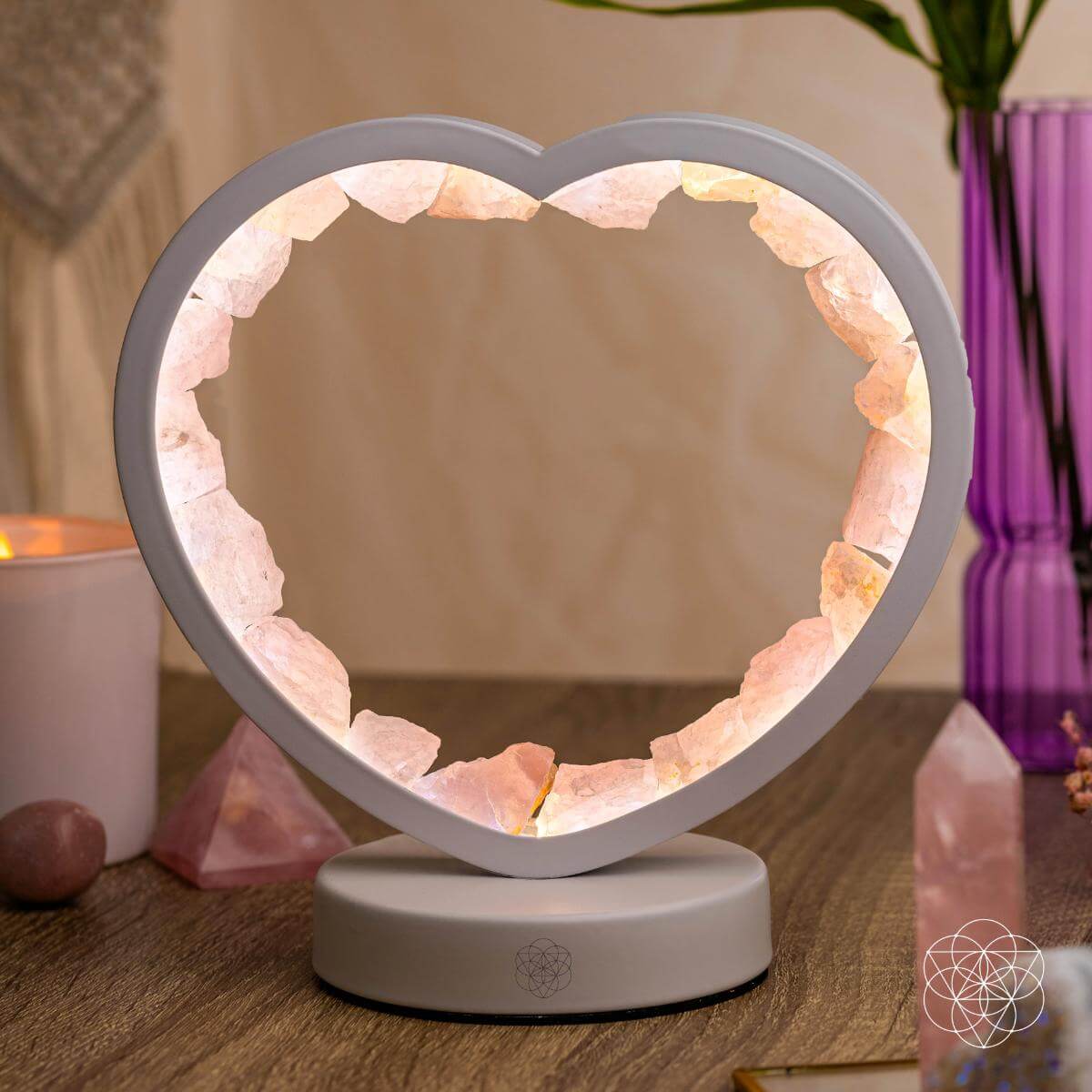 Love Magnet - Lámpara de corazón de cuarzo rosa