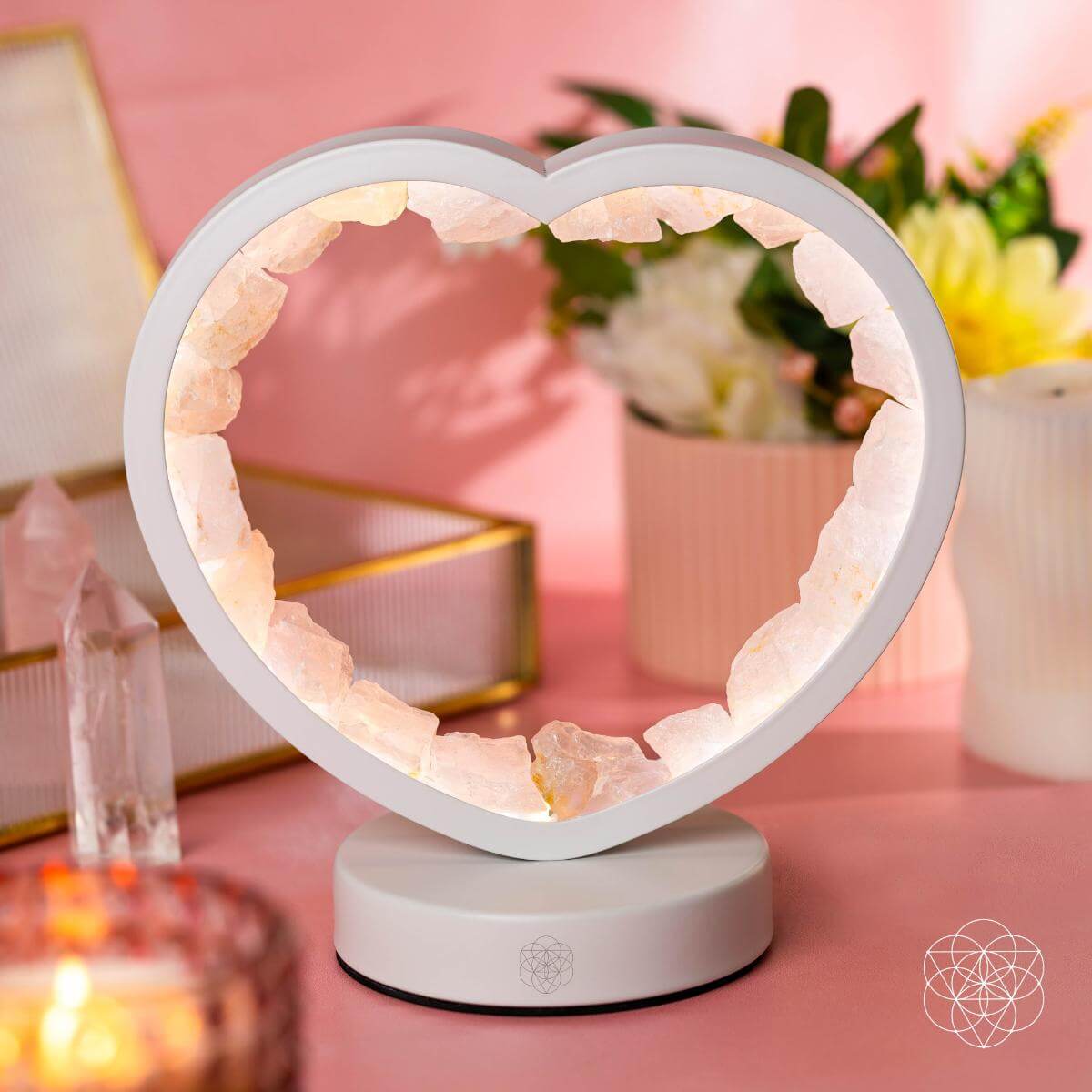Love Magnet - Lámpara de corazón de cuarzo rosa